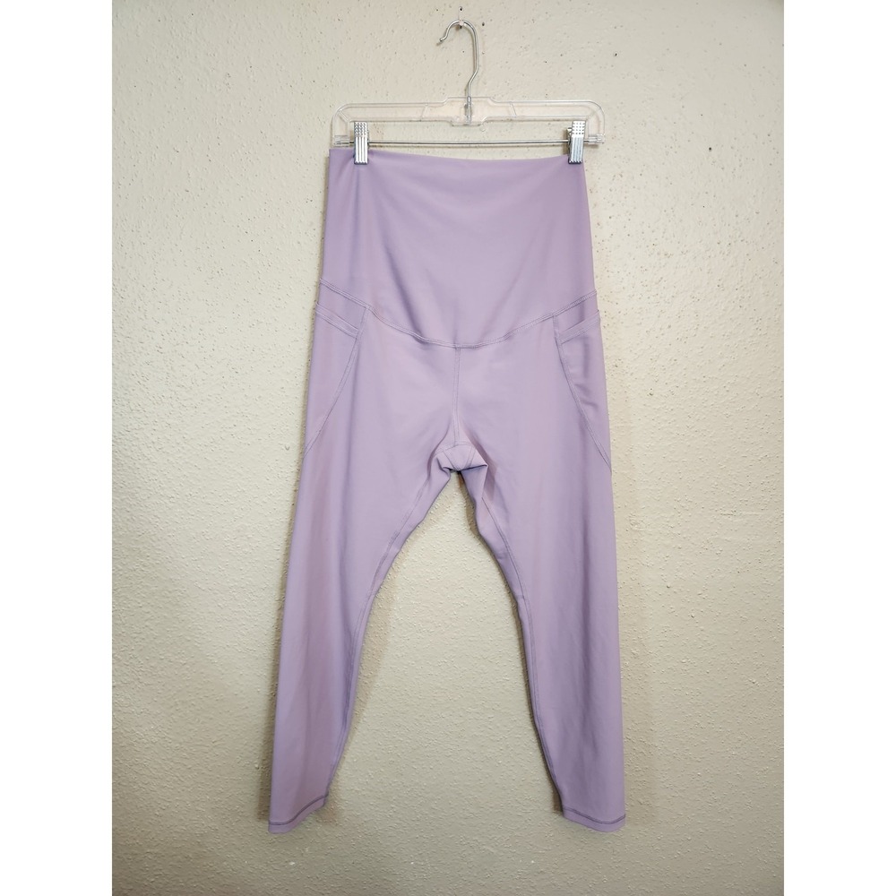 Old Navy Womens Large Purple Leggings Powersoft High Rise Go-Dry Side Pockets
